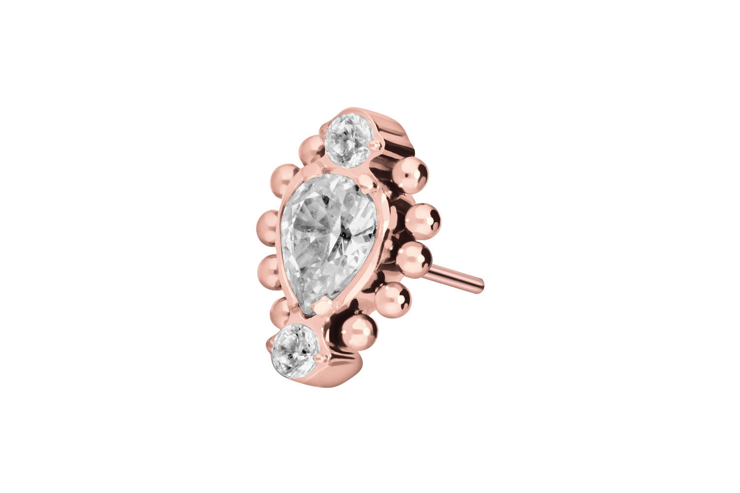 Titan Aufsatz mit Push Pin 3 EINGEFASSTE KRISTALLE + KUGELN von Piercingline